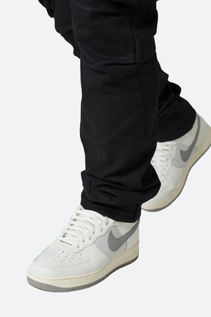 Waxed Denim Cargo Pants - Black