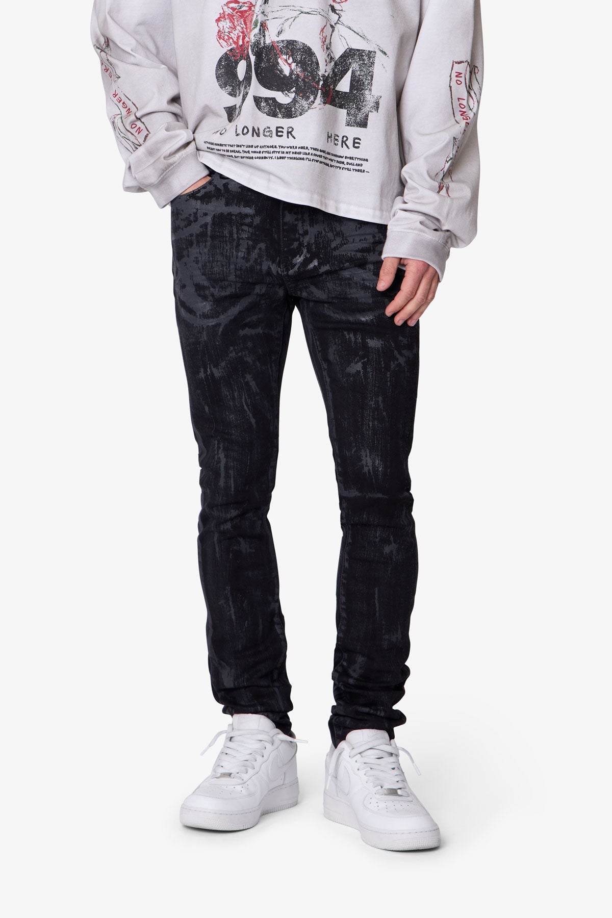 Waxed Skinny Denim - Black
