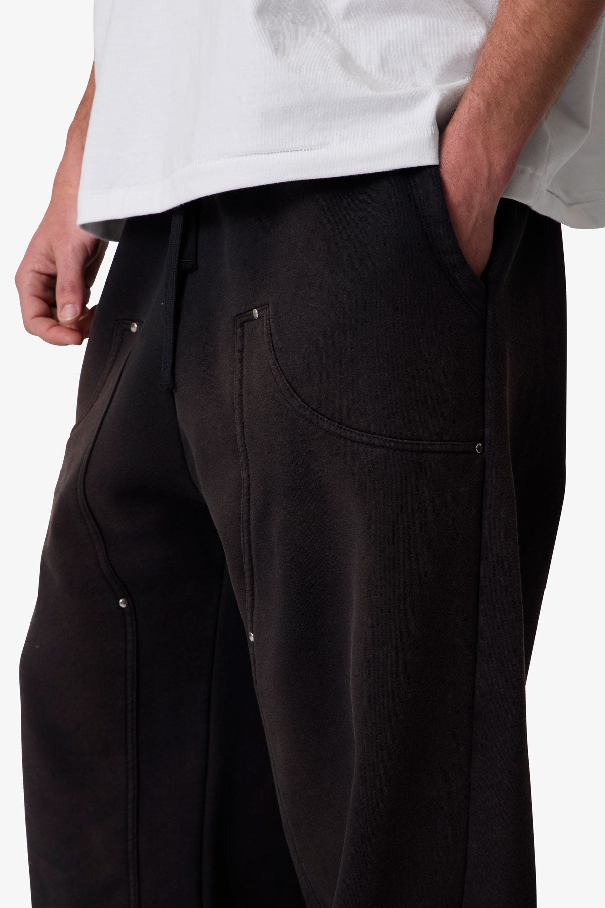 West Double Knee Sweatpants - Washed Black