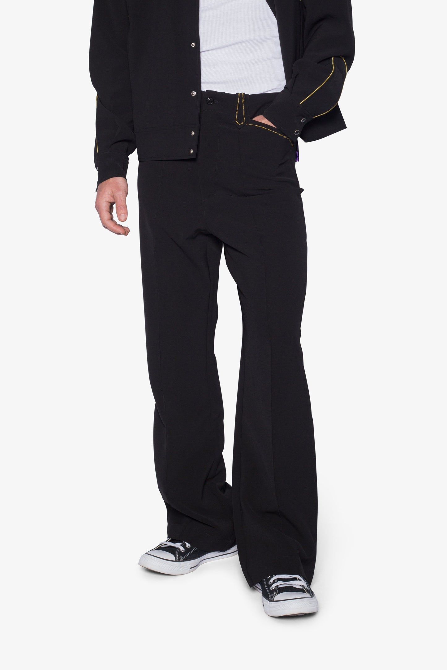 Western Stitch Trouser Pants - Black/Gold