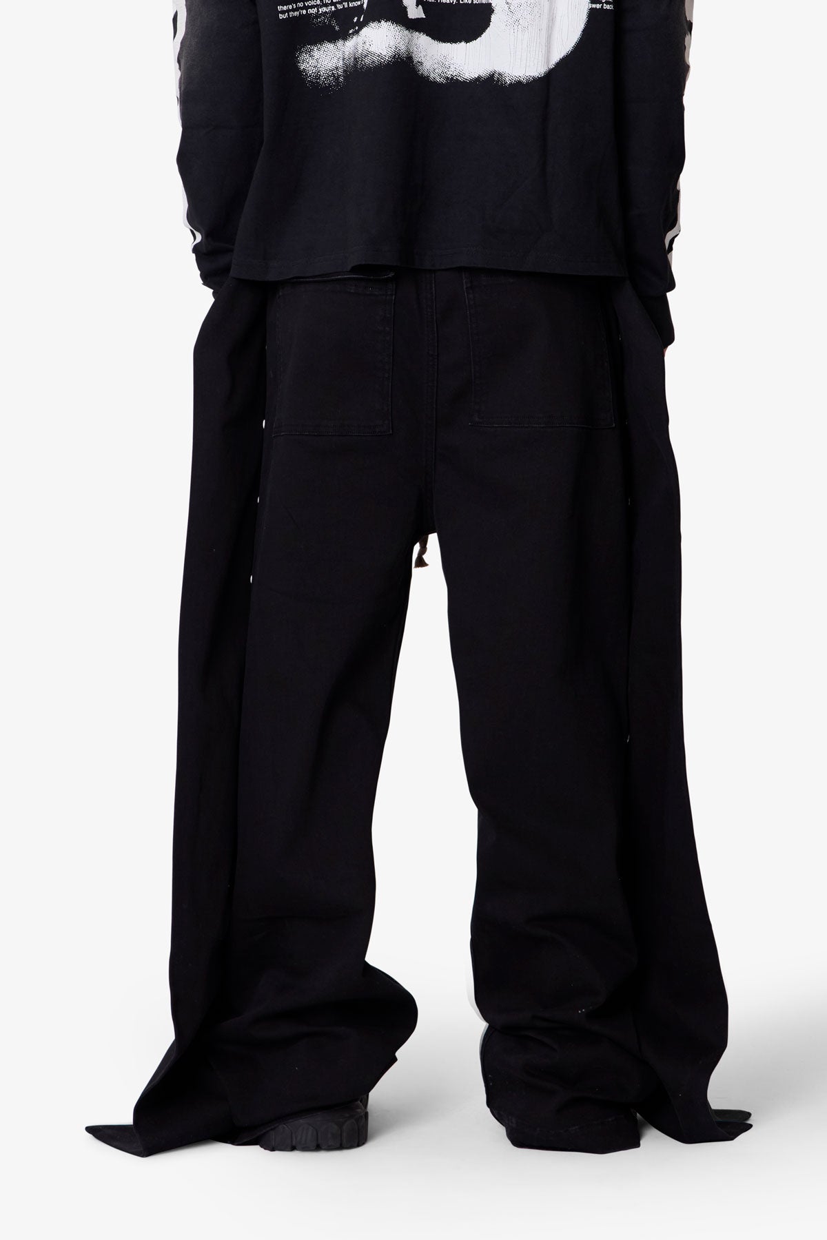 Wide Panel Side Snap Pants - Black