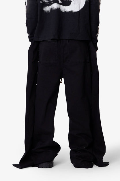 Wide Panel Side Snap Pants - Black