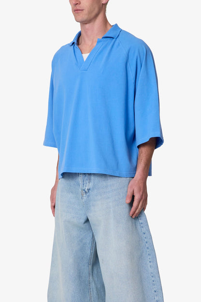 Wide Polo S/S Shirt - Light Blue