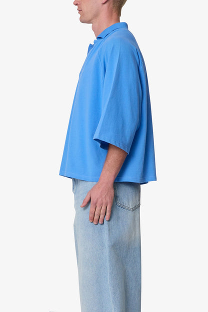Wide Polo S/S Shirt - Light Blue