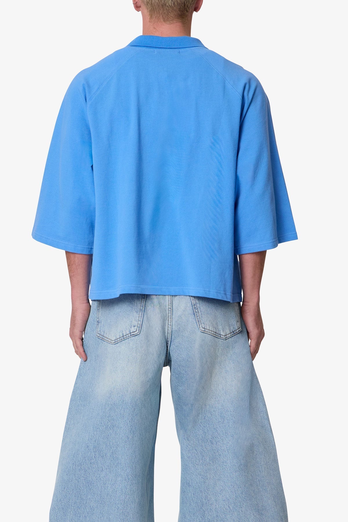 Wide Polo S/S Shirt - Light Blue