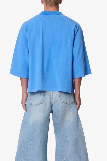Wide Polo S/S Shirt - Light Blue
