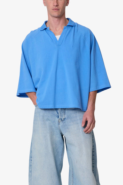 Wide Polo S/S Shirt - Light Blue