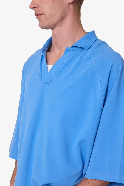 Wide Polo S/S Shirt - Light Blue