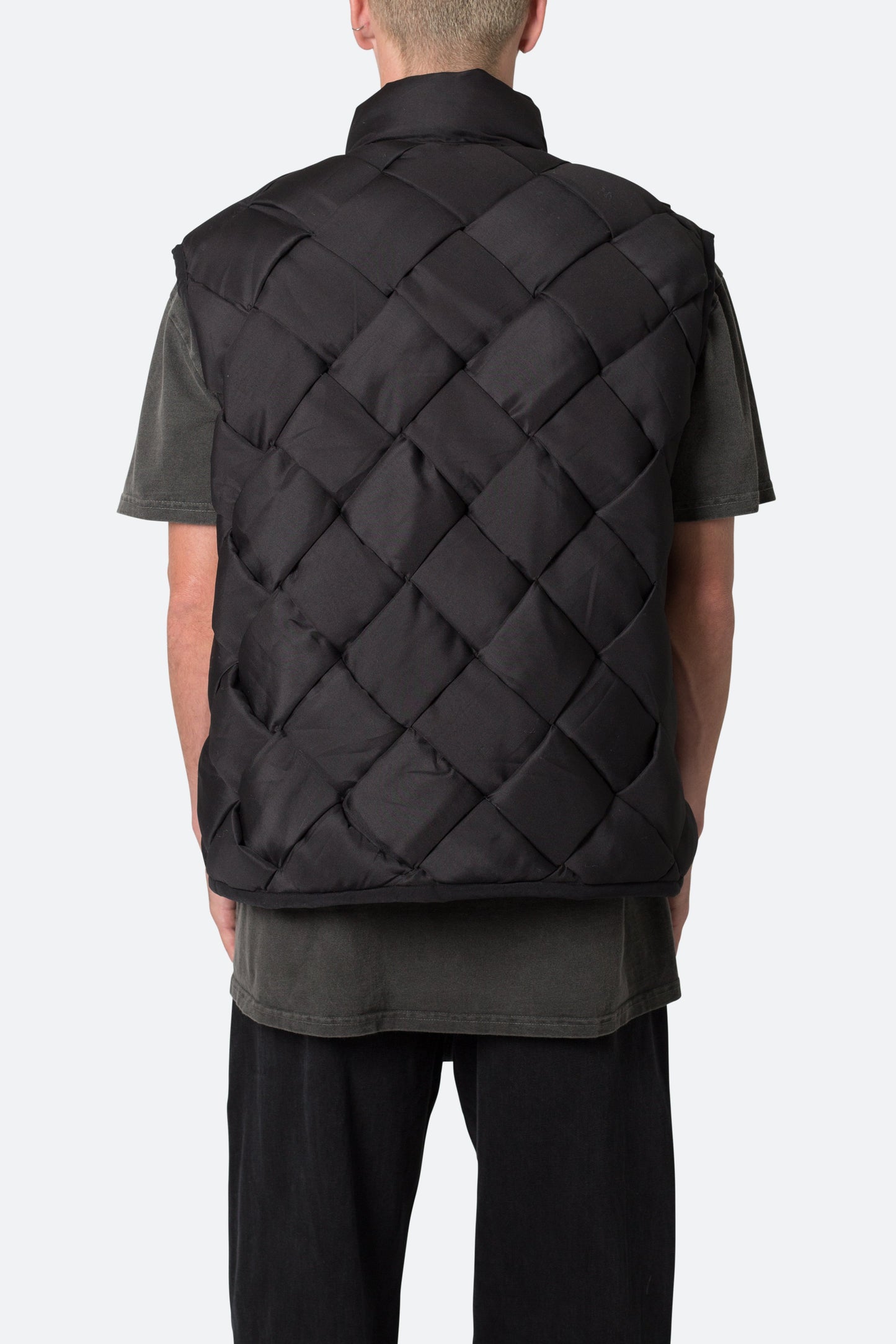 Woven Puffer Vest - Black