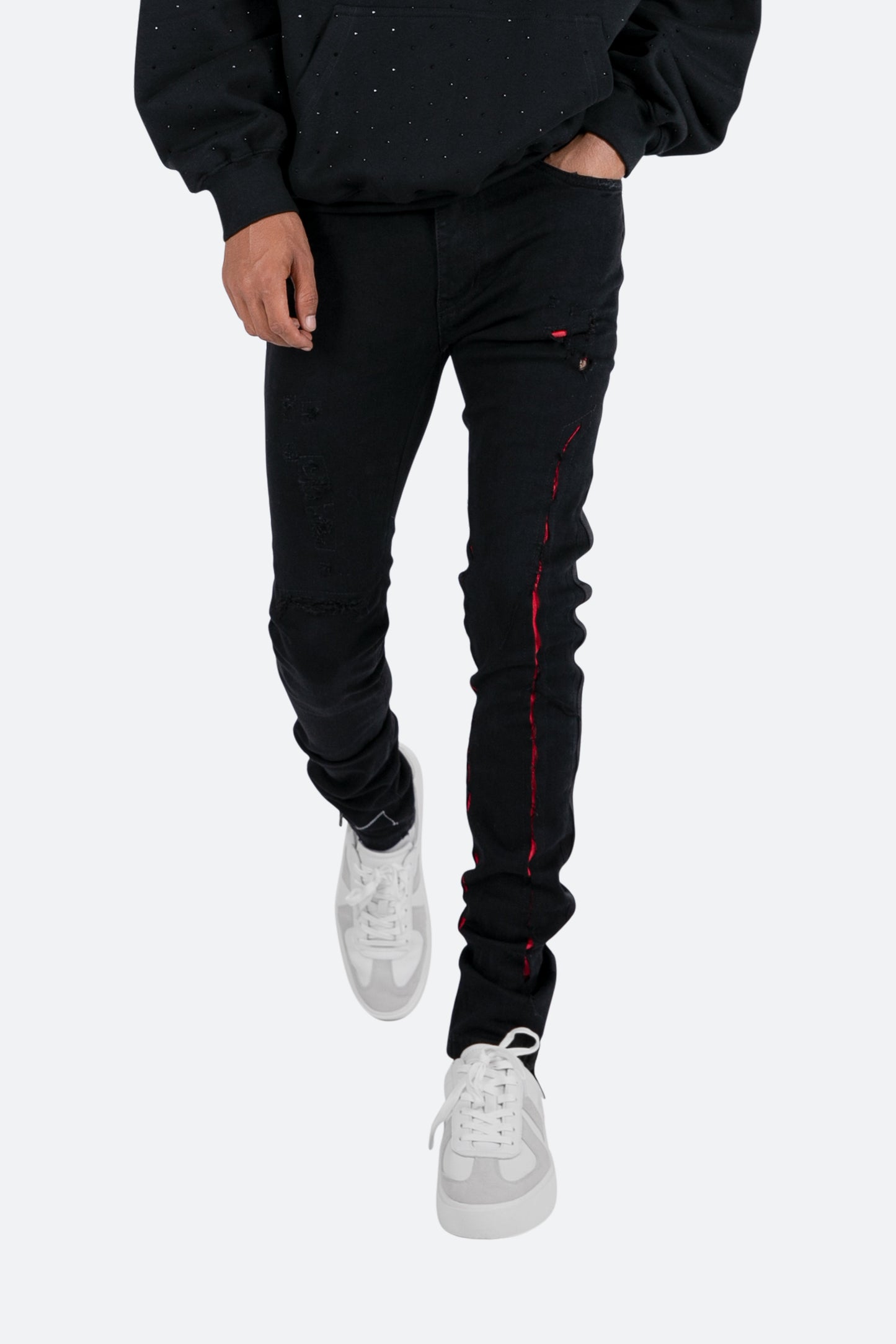X412 Lava Skinny Denim - Black/Red
