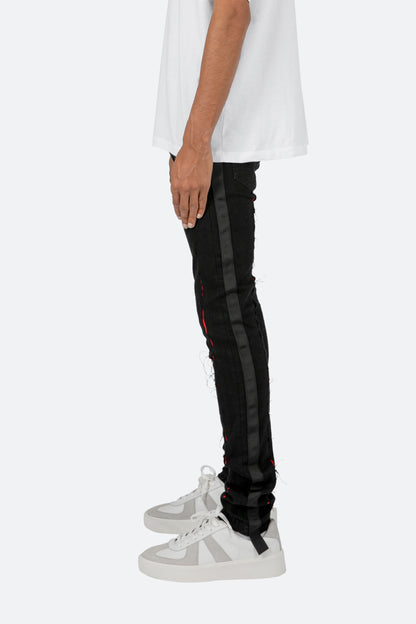 X412 Lava Skinny Denim - Black/Red