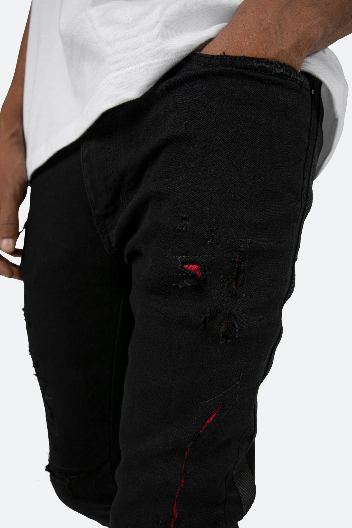 X412 Lava Skinny Denim - Black/Red