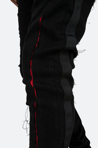 X412 Lava Skinny Denim - Black/Red