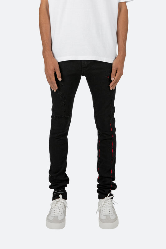 X412 Lava Skinny Denim - Black/Red