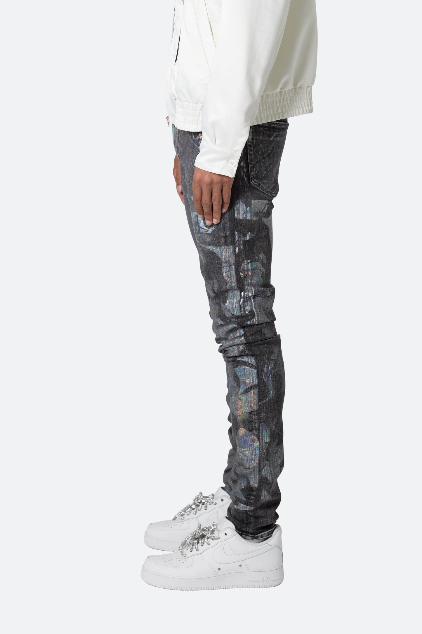 X507 Metallic Skinny Denim - Black/Silver