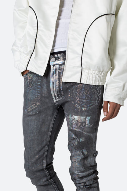 X507 Metallic Skinny Denim - Black/Silver
