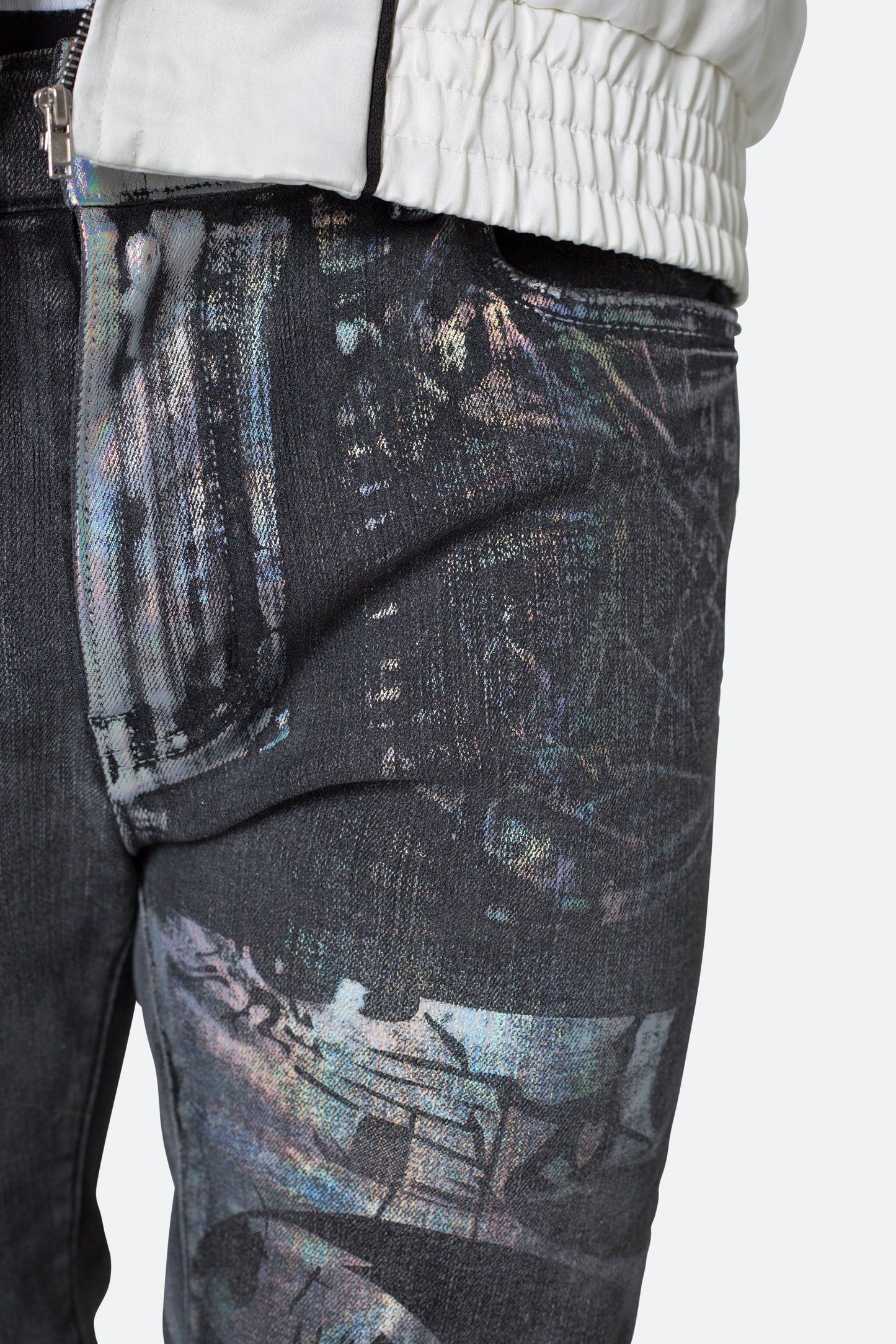 X507 Metallic Skinny Denim - Black/Silver