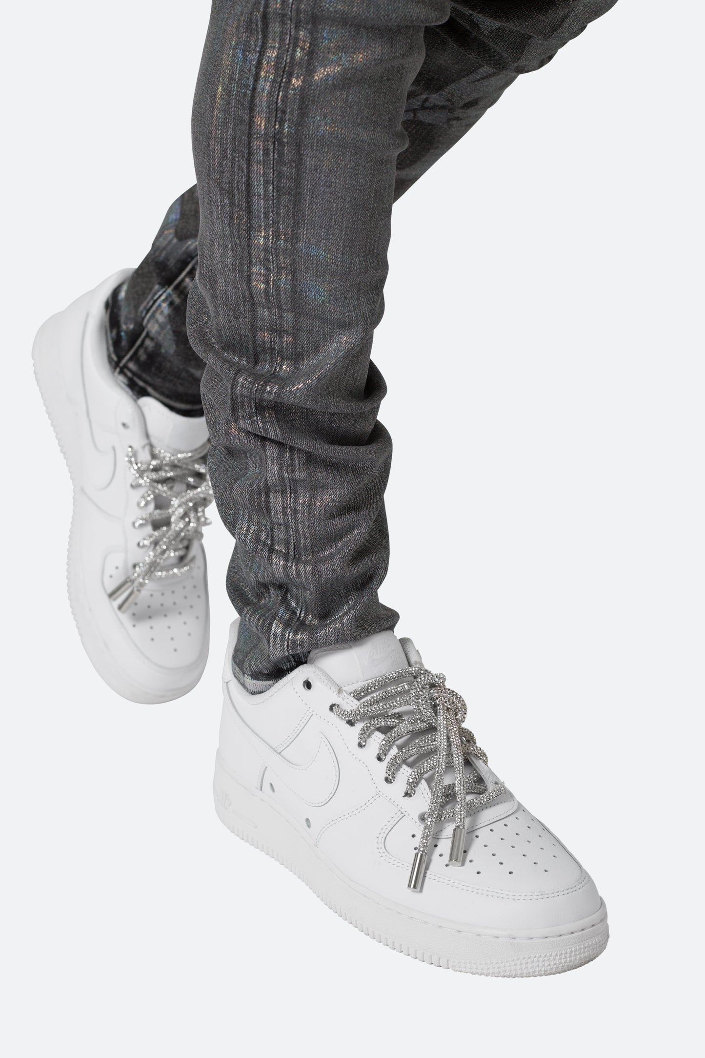 X507 Metallic Skinny Denim - Black/Silver