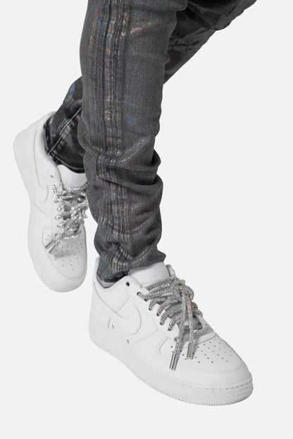 X507 Metallic Skinny Denim - Black/Silver