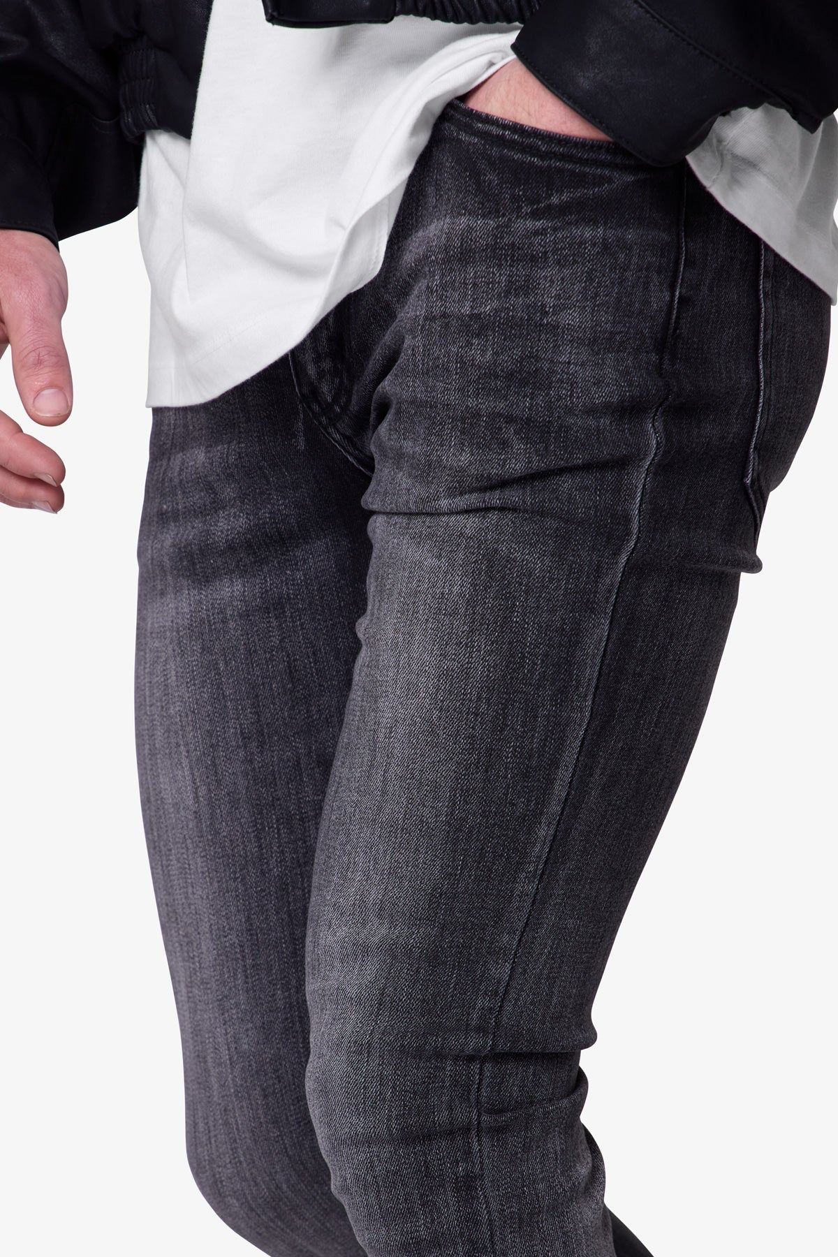 X514 Skinny Stacked Denim - Washed Black
