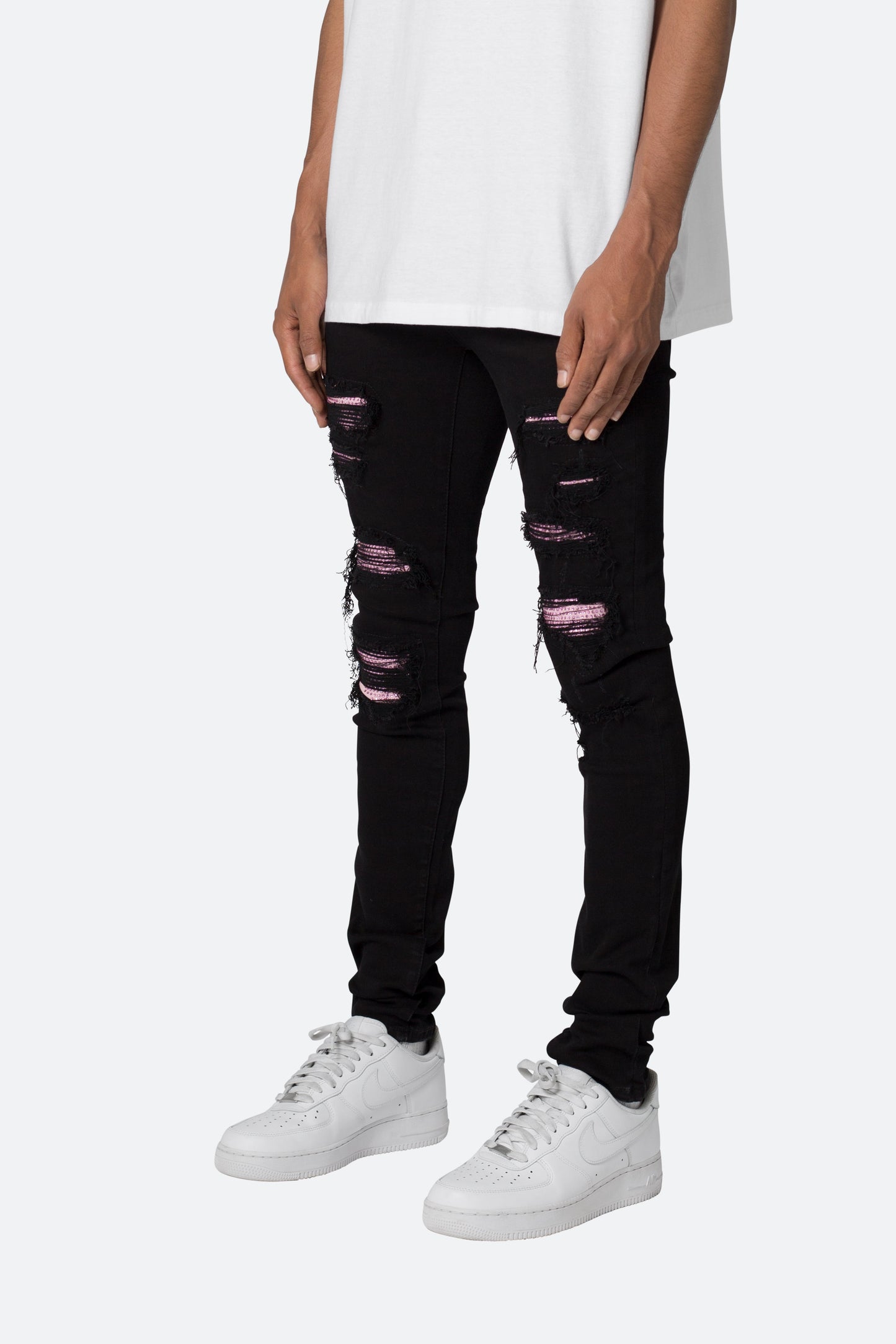 X555 Crystal Skinny Denim - Black/Pink
