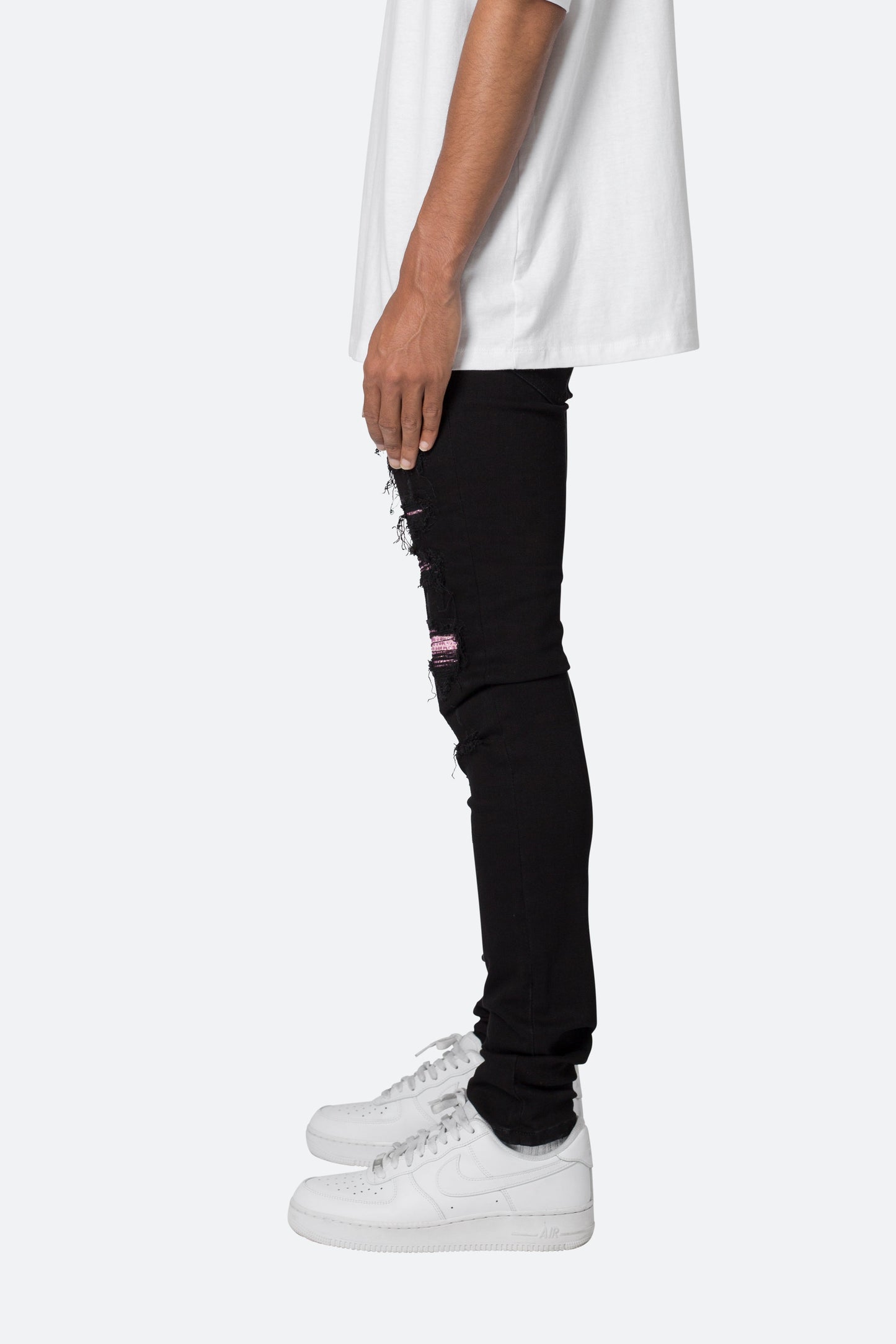 X555 Crystal Skinny Denim - Black/Pink