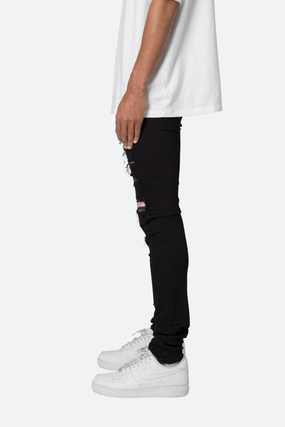 X555 Crystal Skinny Denim - Black/Pink