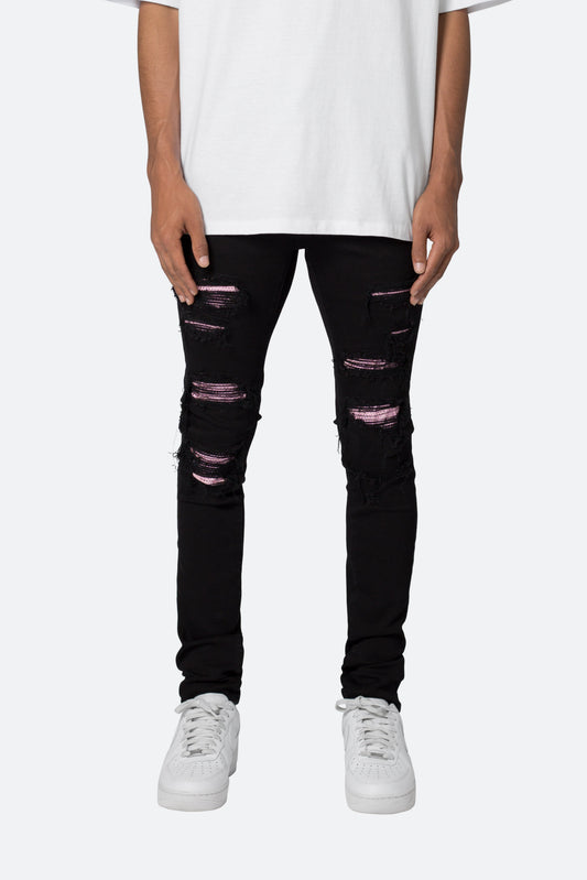 X555 Crystal Skinny Denim - Black/Pink