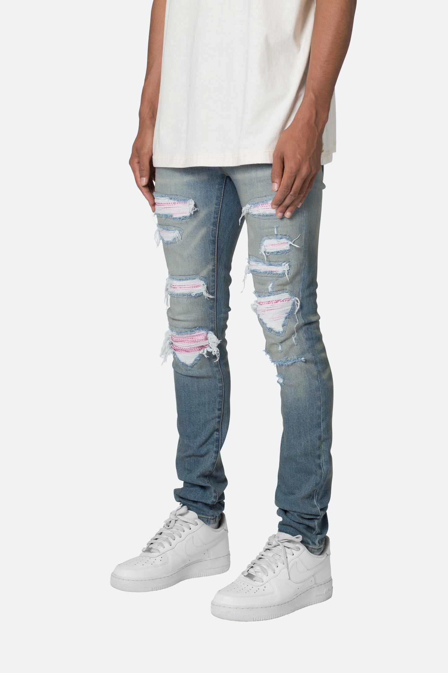 X555 Crystal Skinny Denim - Blue/Pink