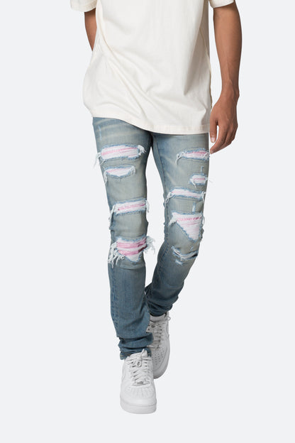 X555 Crystal Skinny Denim - Blue/Pink