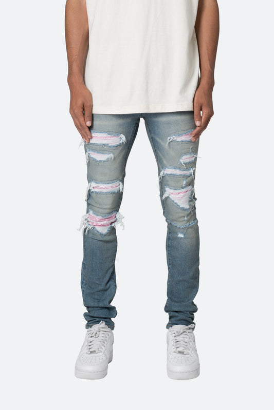 X555 Crystal Skinny Denim - Blue/Pink