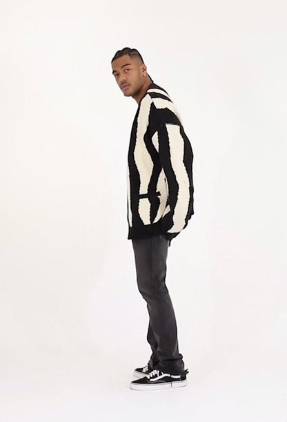 Zebra Cardigan - Black/Natural
