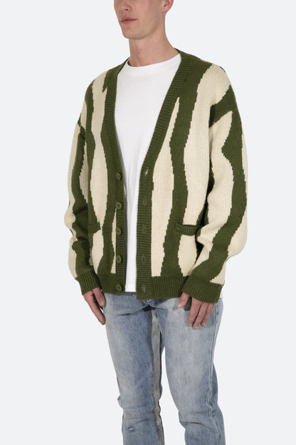Zebra Cardigan - Green/White