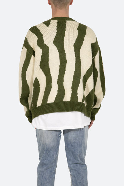 Zebra Cardigan - Green/White