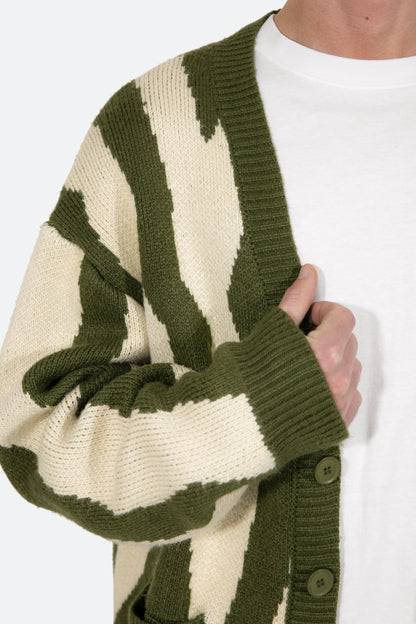 Zebra Cardigan - Green/White