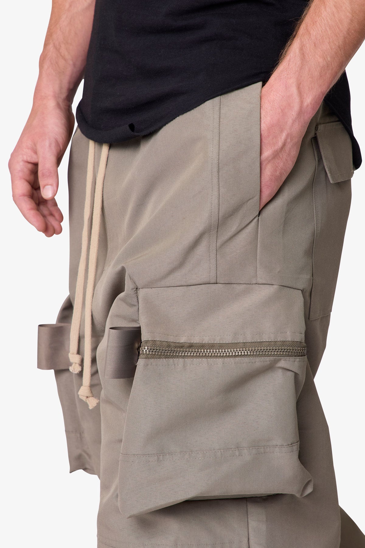 Zip Cargo Pocket Rave Pants - Tan