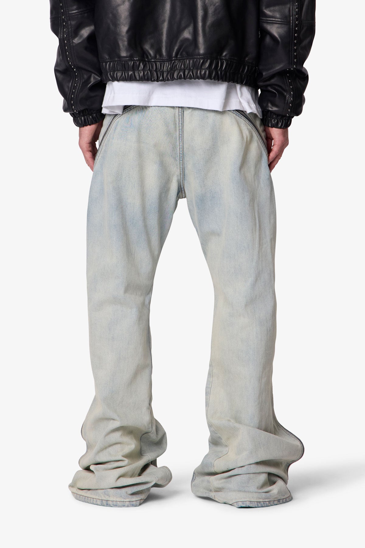 Zipper Extra Flare Denim - Light Vintage