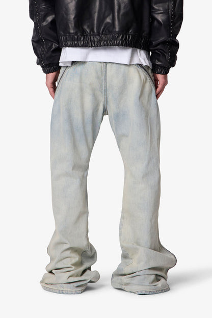 Zipper Extra Flare Denim - Light Vintage