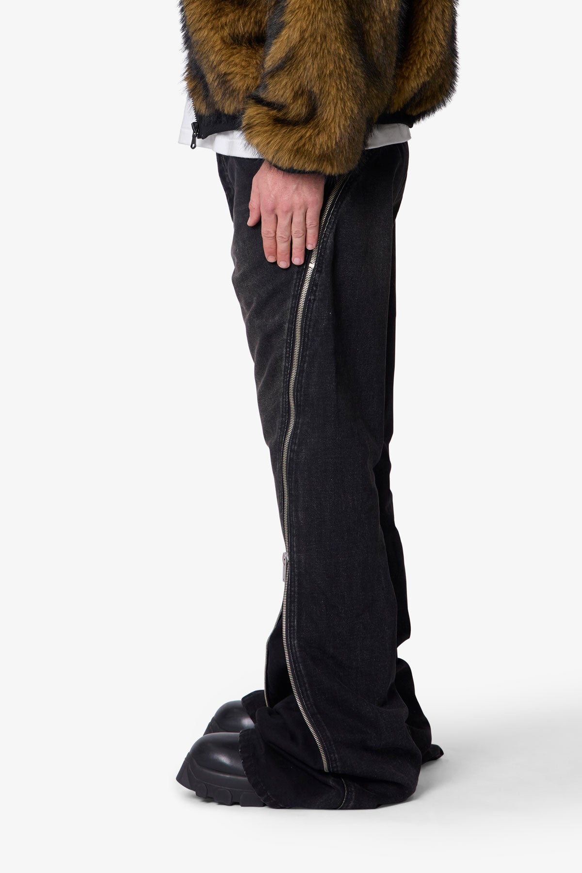 Zipper Extra Flare Denim - Vintage Black