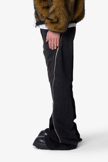 Zipper Extra Flare Denim - Vintage Black