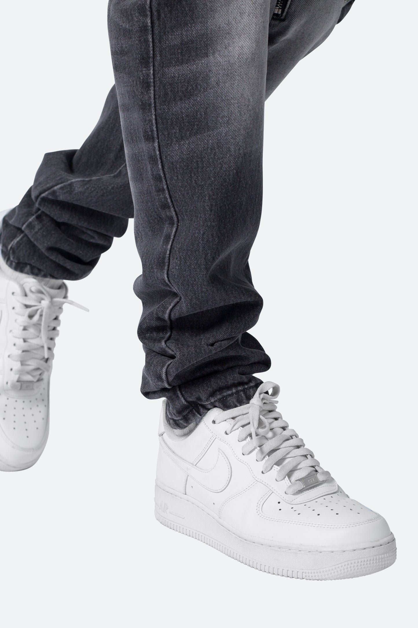 Zipper Inseam Cargo Denim - Washed Black