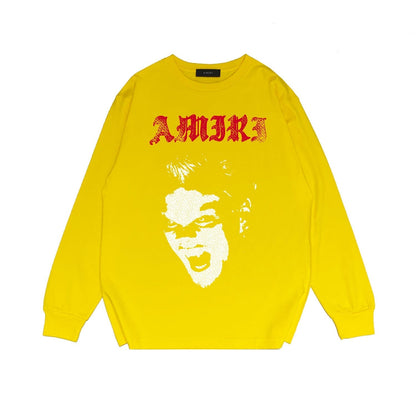 Amiri Long Sleeved Shirt Printed Trendy Pure Cotton