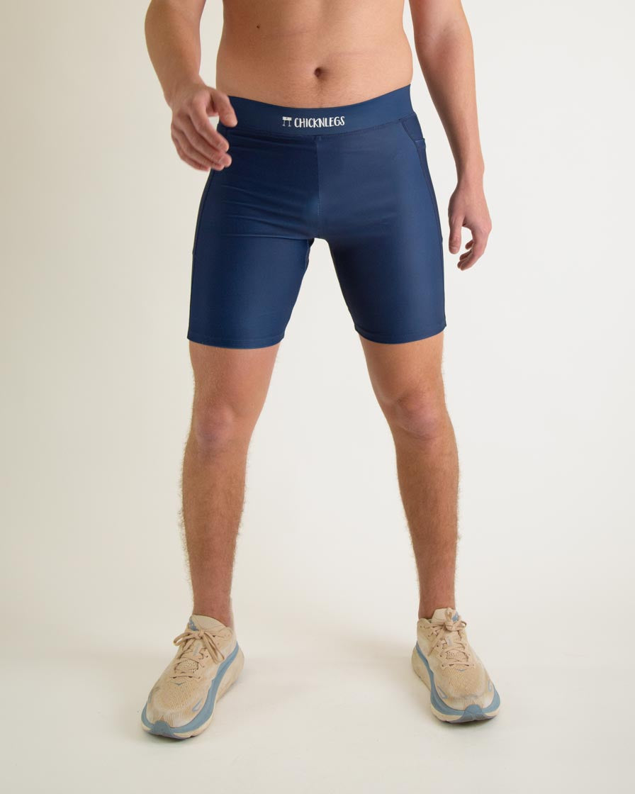 Men's Navy Blue 8" Half Tights