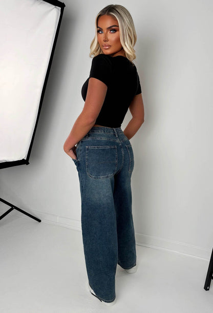 Flawless Mid Wash Stretch Denim Balloon Fit Jeans