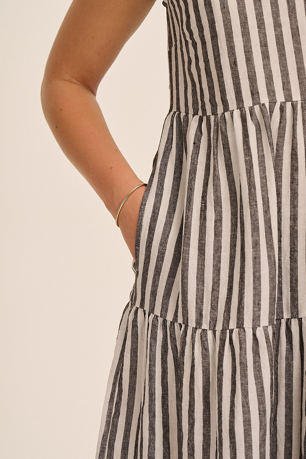 Frankie Linen Dress - Humbug Stripe