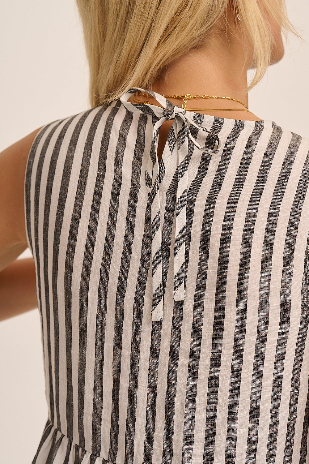Frankie Linen Dress - Humbug Stripe