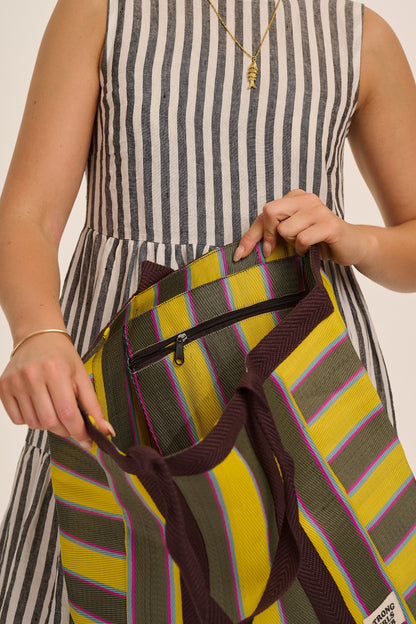 Recycled Nylon Easy Bag - Yellow & Khaki