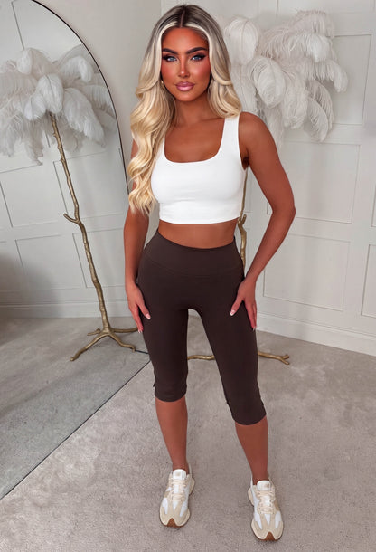 Hustle & Glow Brown Capri Activewear Leggings