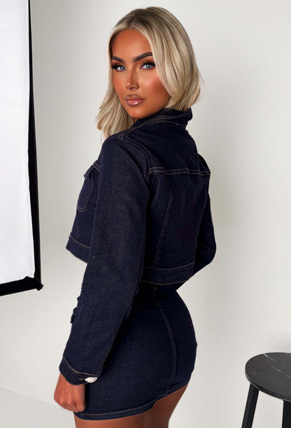 Just My Type Dark Wash Cropped Denim Jacket