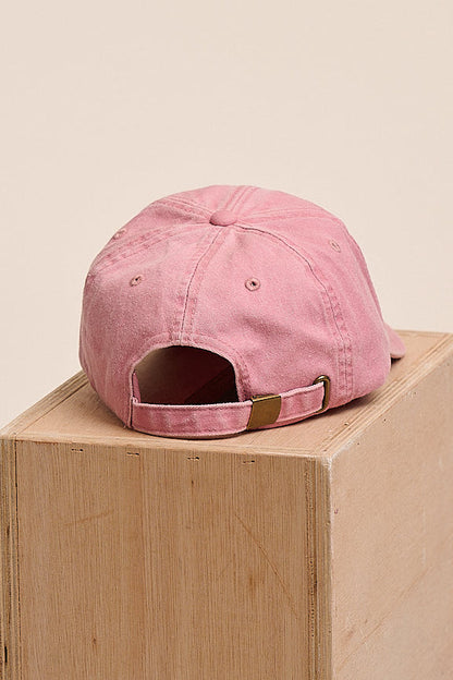Strong Girls Club Kids Vintage Wash Slogan Cap - Dusky Pink
